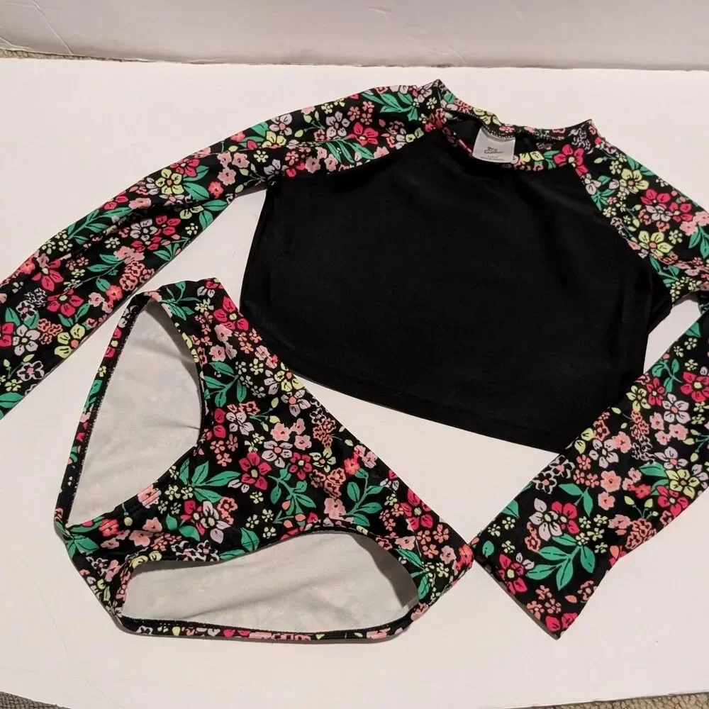 Art Class Girls Rashguard + Bikini Bottom Swim Suit, Small 6/7